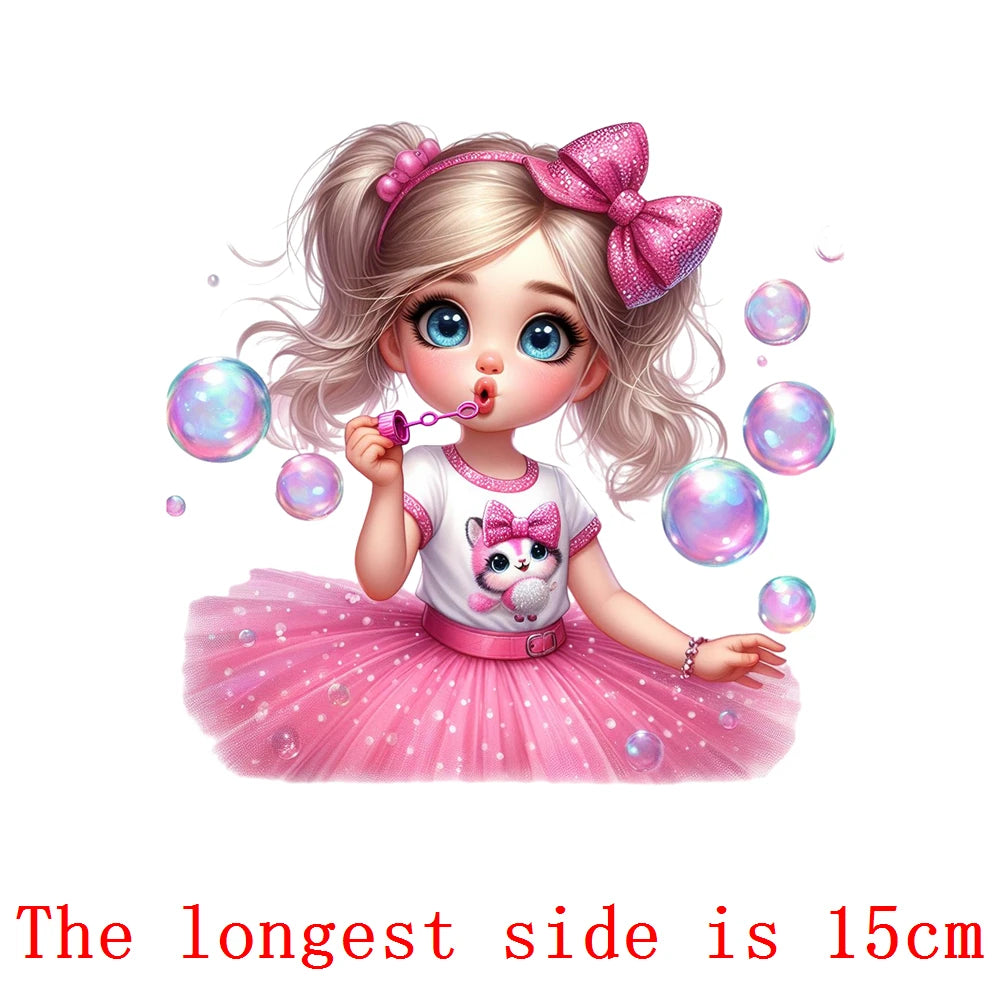 Bügelaufkleber - 15cm Rosa Prinzessin