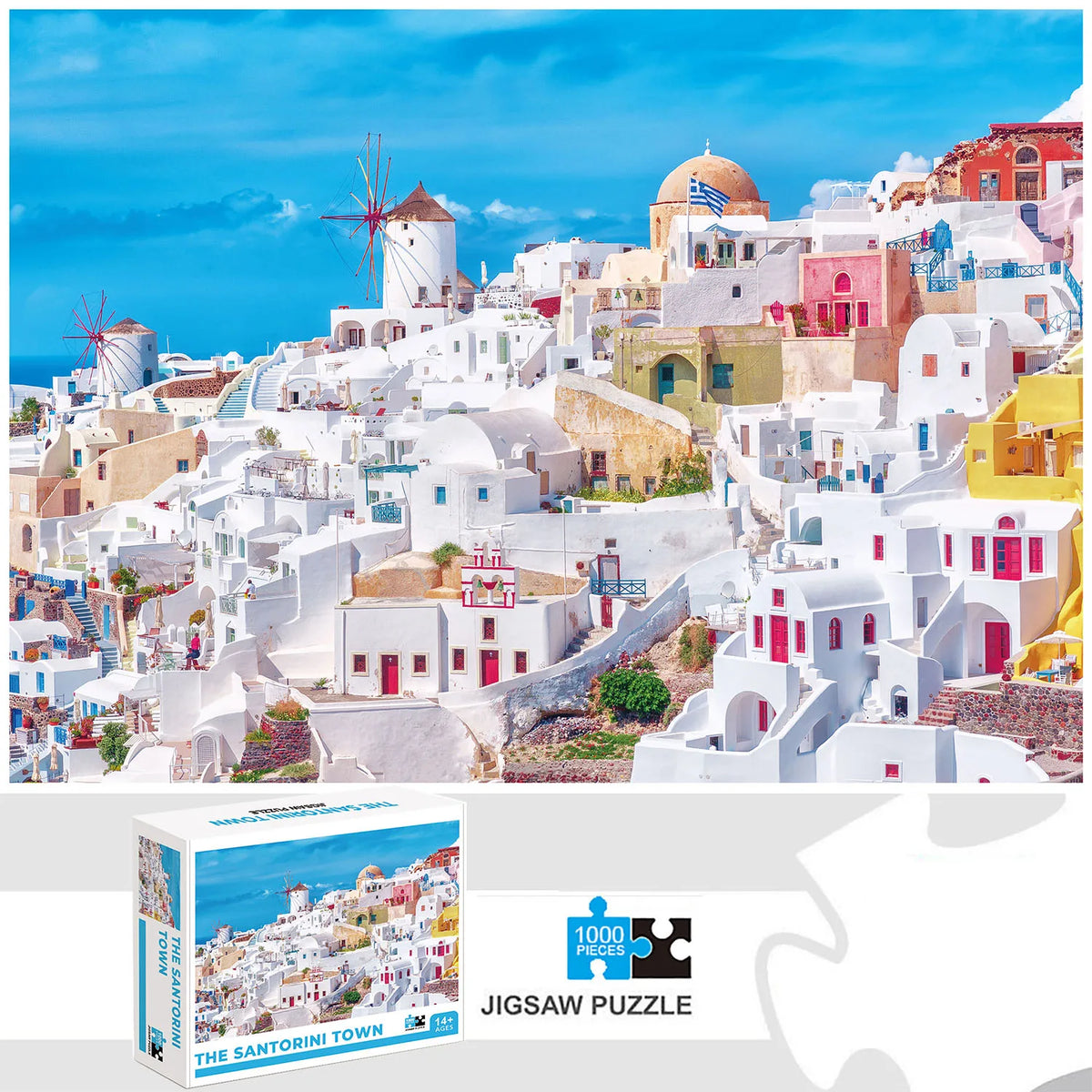 1000 Teile Puzzle - Santorini Stadt