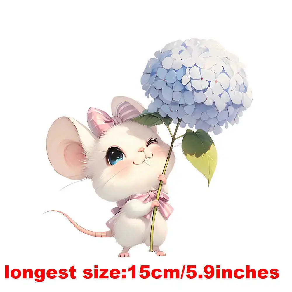 Bügelaufkleber - 15cm Maiglöckchen mit Maus