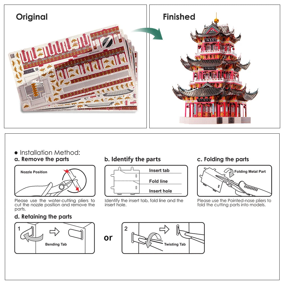 3D Metall-Puzzle - Chinesische Gebäude