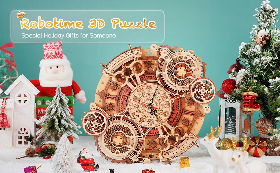 3D Holz-Puzzle - Wanduhr