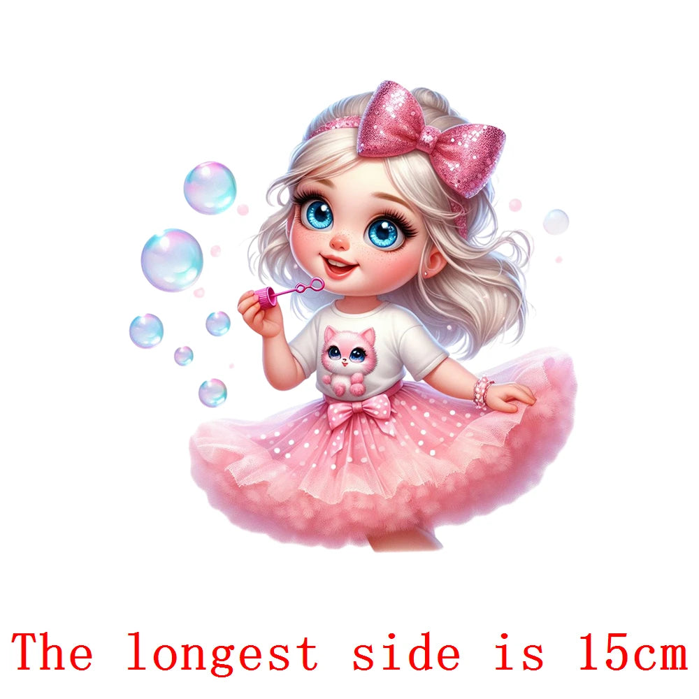 Bügelaufkleber - 15cm Rosa Prinzessin