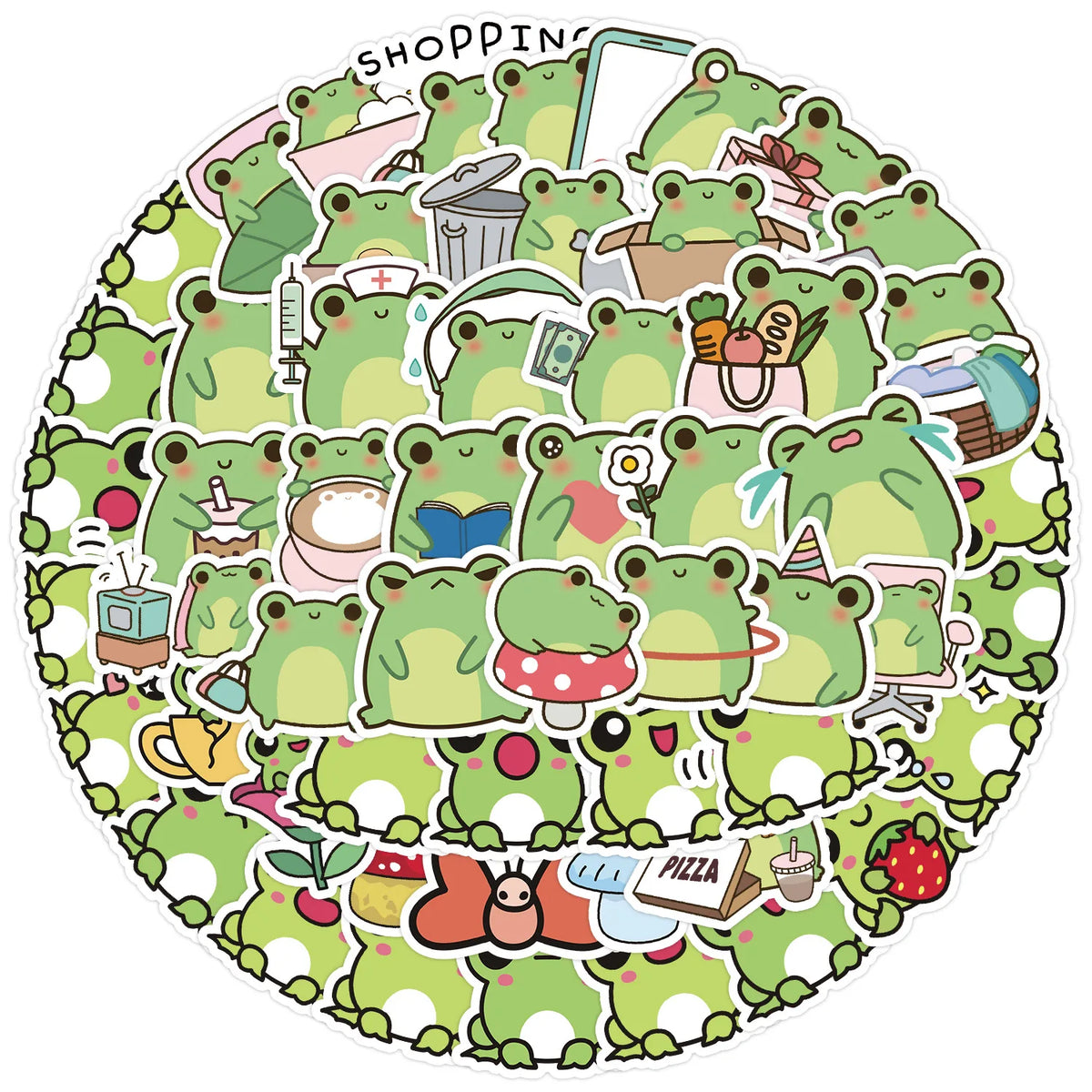 Sticker-Set - Niedliche Frösche (10/30/50 Stück)