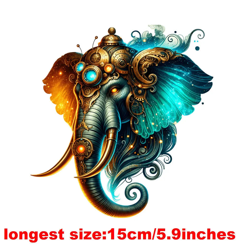 Bügelaufkleber - 15cm Steampunk Tiere