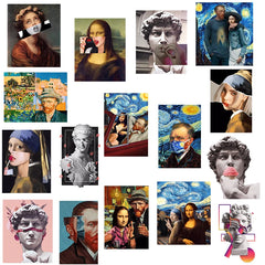 Bügelaufkleber - Van Gogh und Mona Lisa