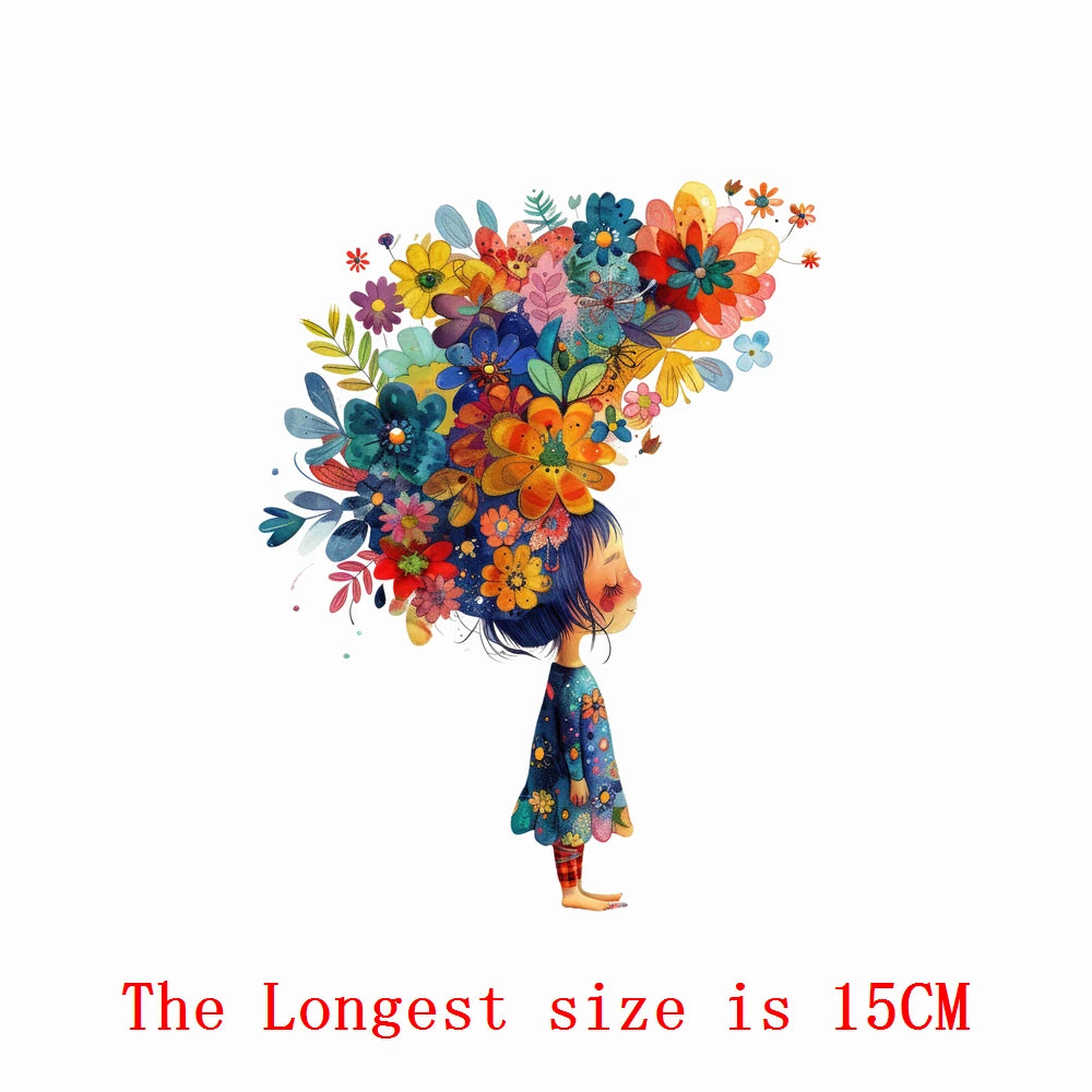 Bügelaufkleber - 15cm Blumengeister