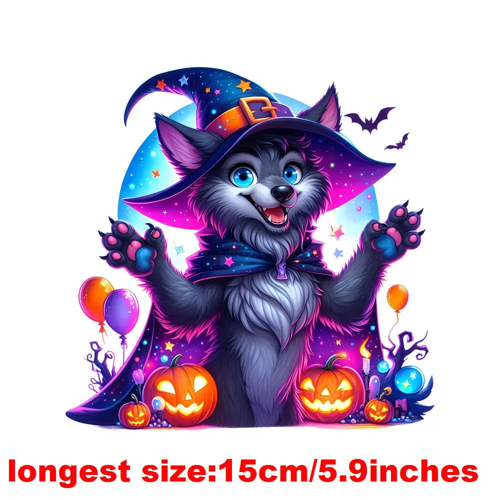 Bügelaufkleber - 15cm Halloween Zauberwolf