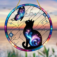 Sonnenfänger - Galaxie-Katze mit Schmetterling
