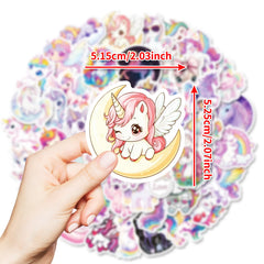 Sticker-Set - Bunte Einhörner (10/30/50 Stück)