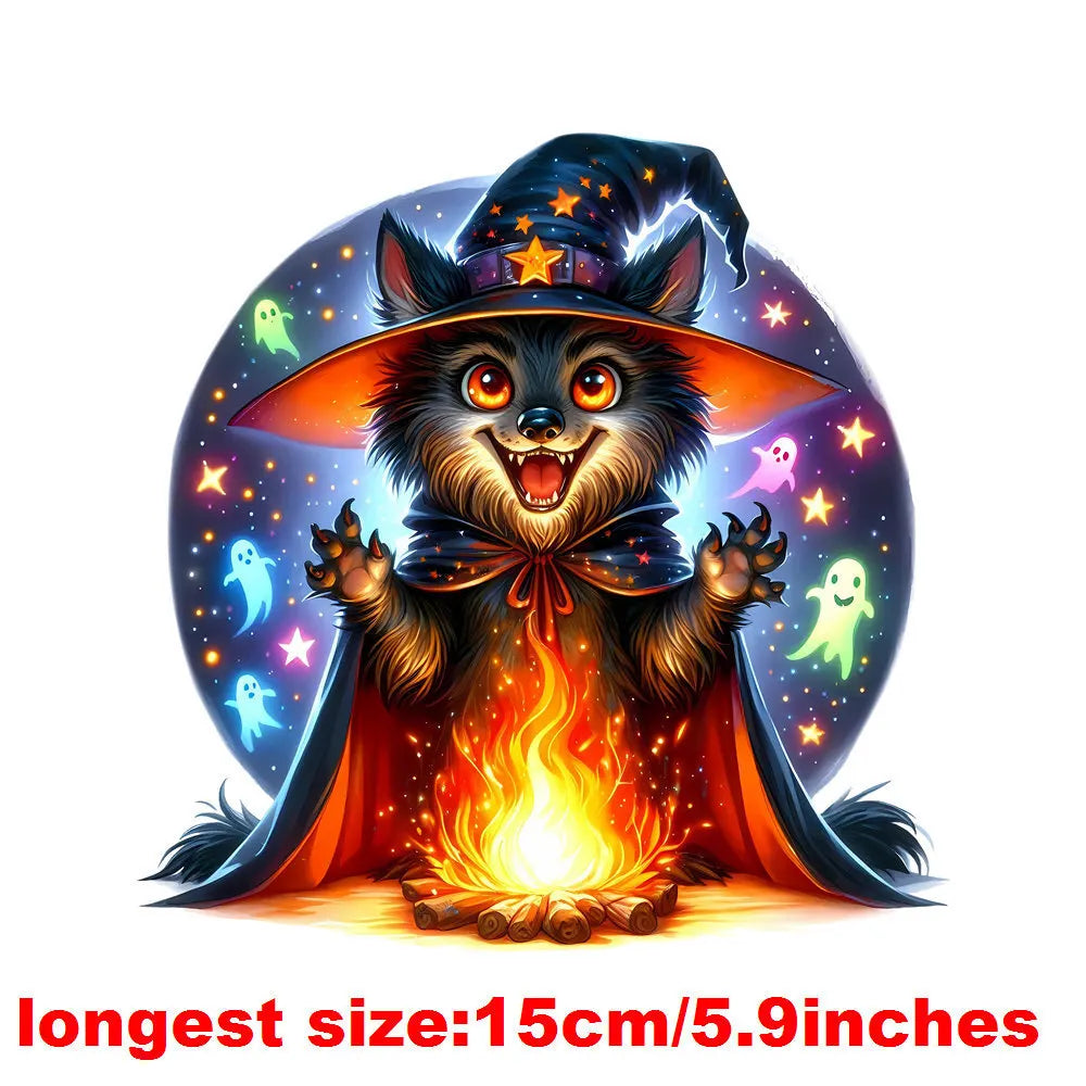 Bügelaufkleber - 15cm Halloween Zauberwolf