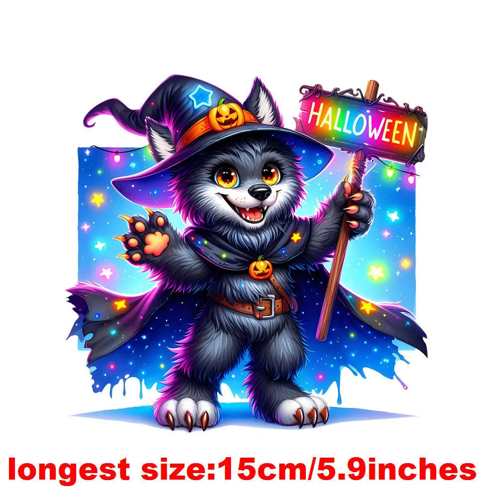 Bügelaufkleber - 15cm Halloween Zauberwolf