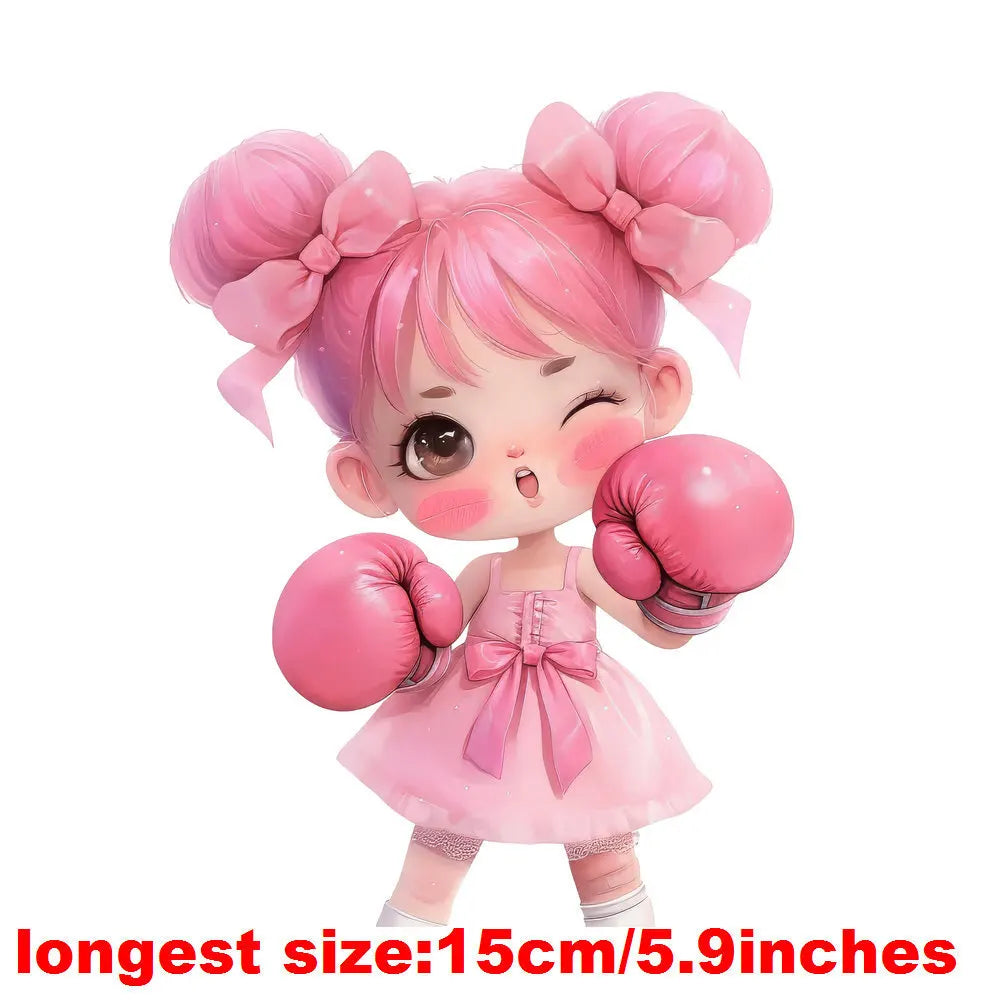Bügelaufkleber - 15cm Boxendes Mädchen