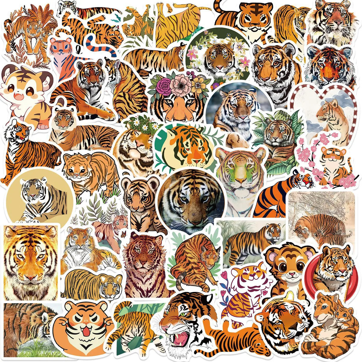 Sticker-Set - Tiger (10/30/50 Stück)