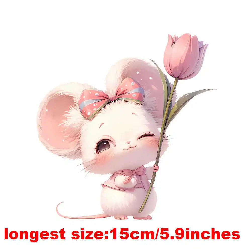 Bügelaufkleber - 15cm Maiglöckchen mit Maus