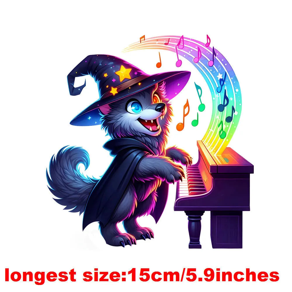 Bügelaufkleber - 15cm Halloween Zauberwolf
