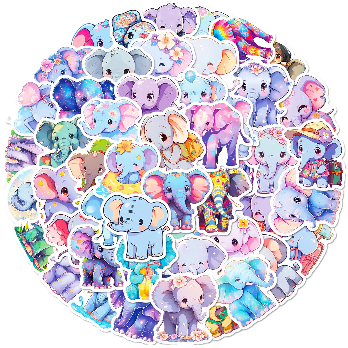Sticker-Set - 50 Elefanten
