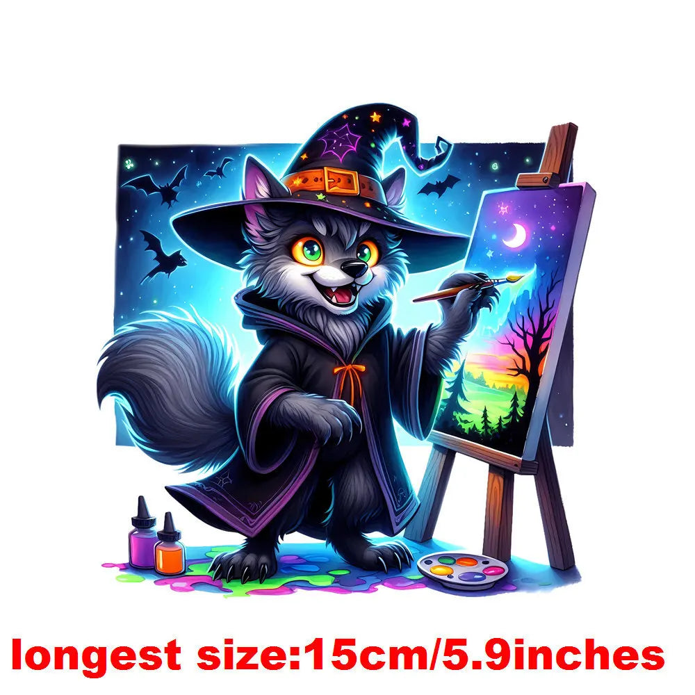 Bügelaufkleber - 15cm Halloween Zauberwolf