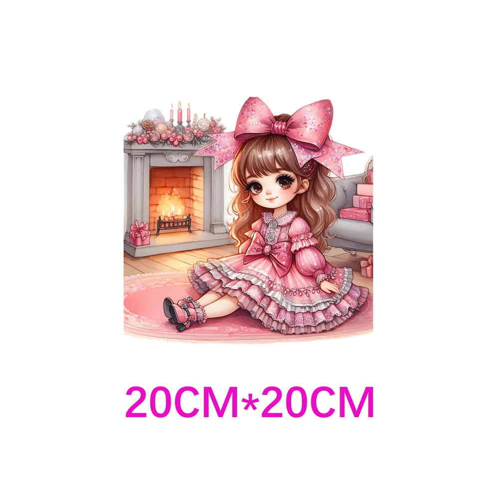 Bügelaufkleber - Mädchen mit großer Schleife