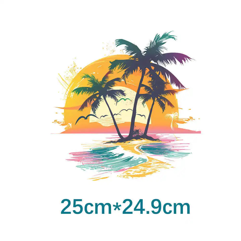 Bügelaufkleber - Strand mit Sonnenuntergang