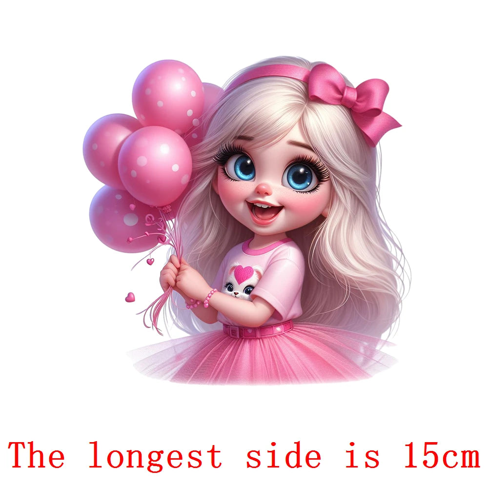 Bügelaufkleber - 15cm Rosa Prinzessin