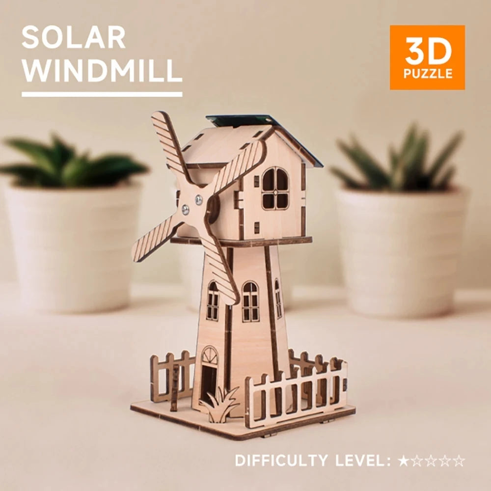 3D Holz-Puzzle - Solar-Windmühle