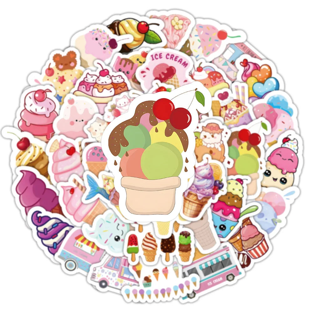 Sticker‑Set - Eiscreme Sommer‑Sticker (10‑50 Stk.)