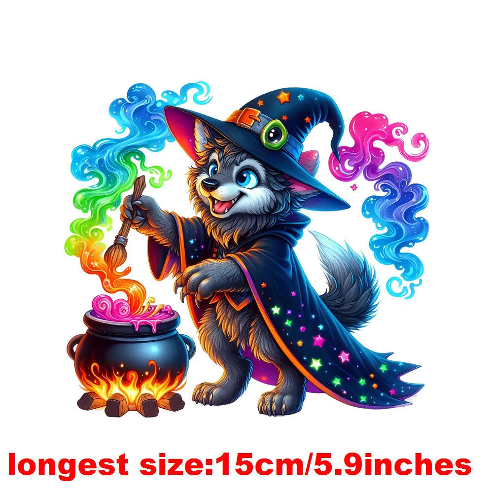 Bügelaufkleber - 15cm Halloween Zauberwolf