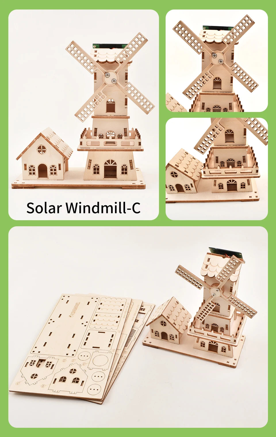 3D Holz-Puzzle - Solar-Windmühle