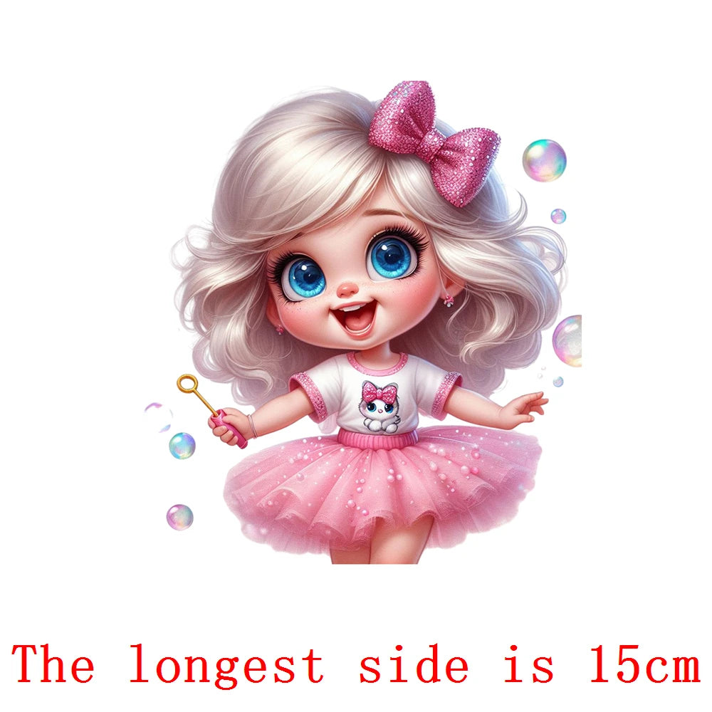 Bügelaufkleber - 15cm Rosa Prinzessin