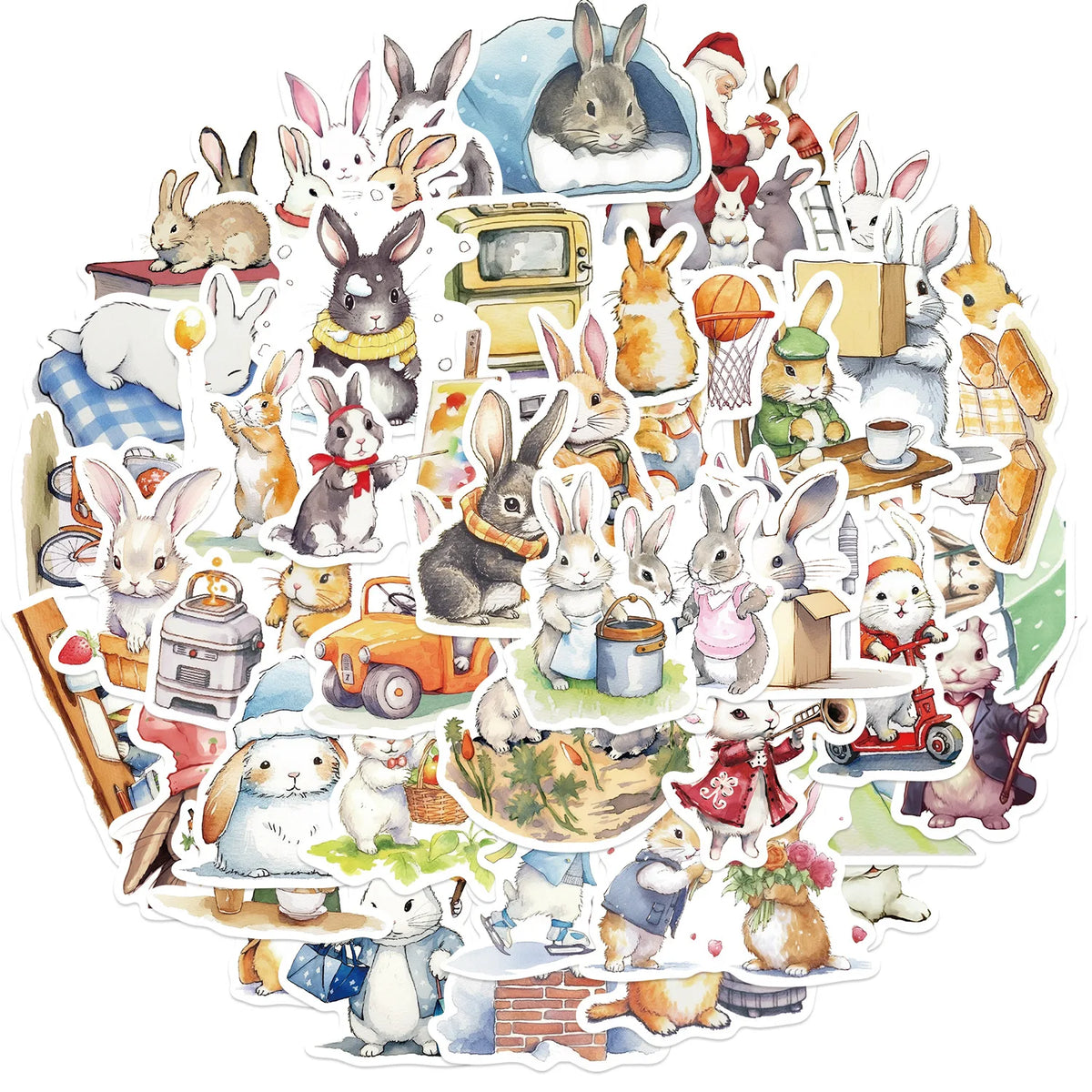 Sticker-Set - 50 Kaninchen