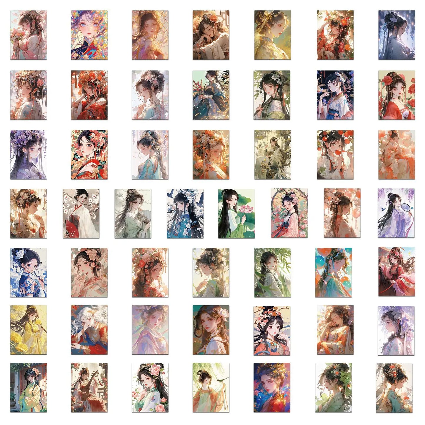 Sticker‑Set - Chinesische Mädchen Sticker (10‑50 Stk.)