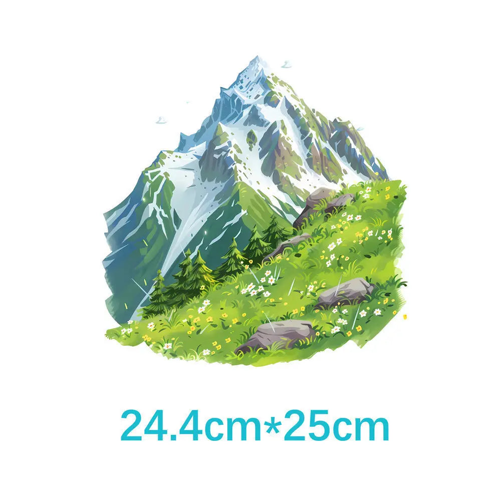 Bügelaufkleber - Landschaft mit Bergen