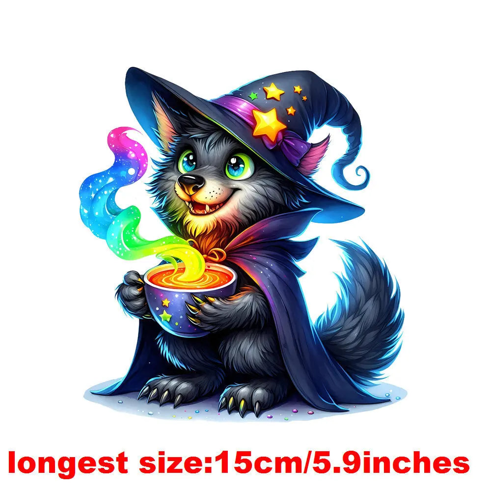 Bügelaufkleber - 15cm Halloween Zauberwolf
