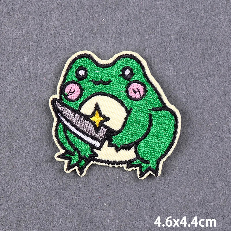 Bügelaufkleber - Cartoon Tiere (Frosch/Katze/Dinosaurier)