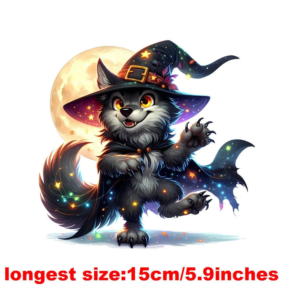 Bügelaufkleber - 15cm Halloween Zauberwolf