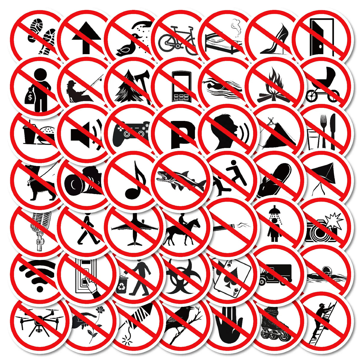 Sticker‑Set - Verbotsschild Sticker (10‑50 Stk.)