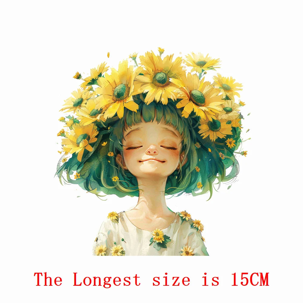 Bügelaufkleber - 15cm Blumengeister