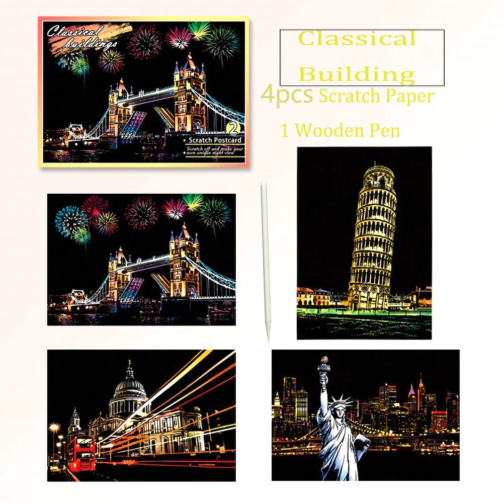 Kratzbild-Set - 20×14cm Nachtszenen