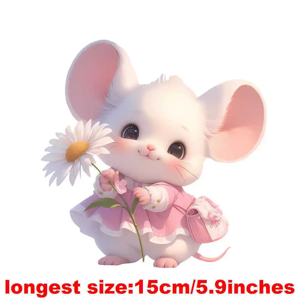 Bügelaufkleber - 15cm Maiglöckchen mit Maus