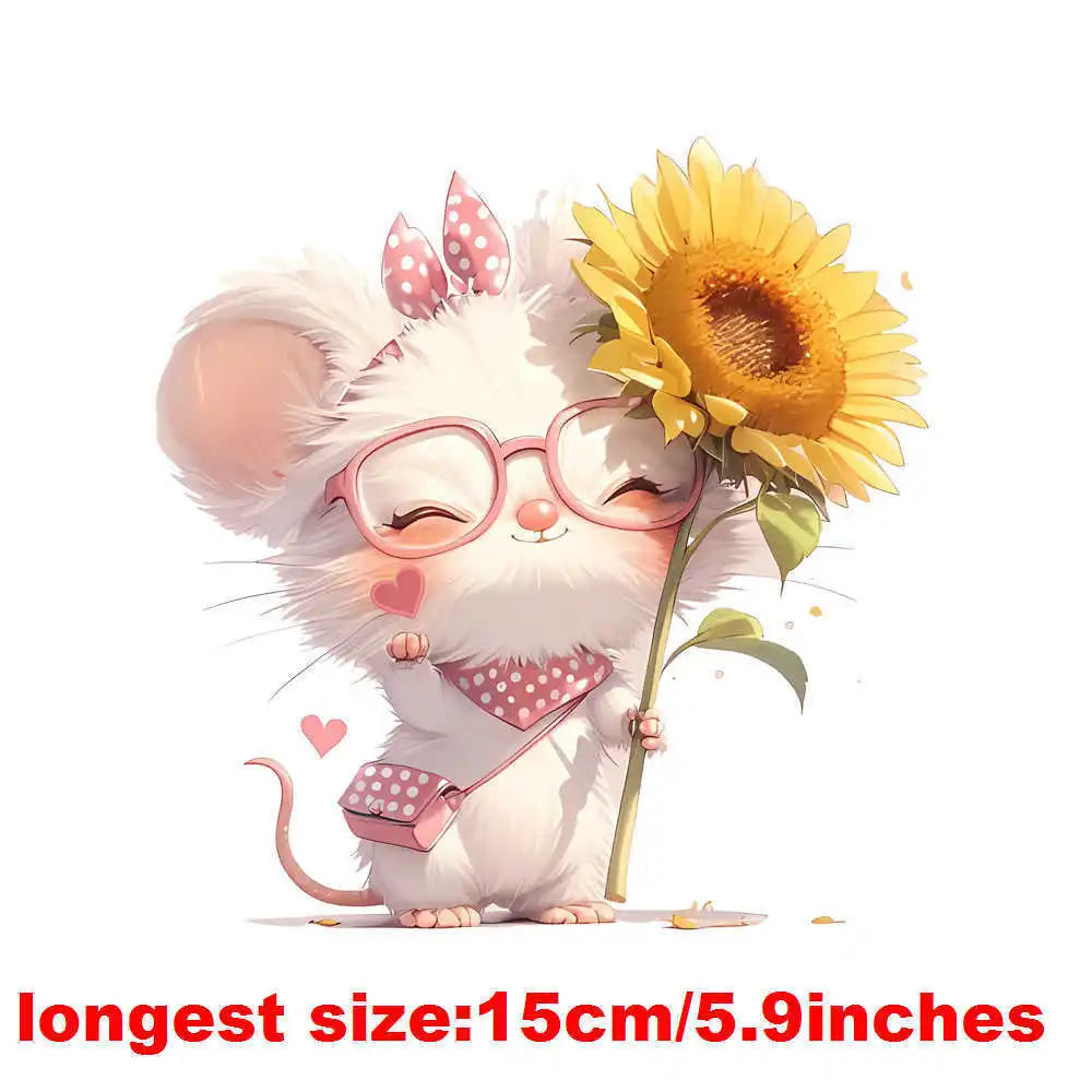Bügelaufkleber - 15cm Maiglöckchen mit Maus