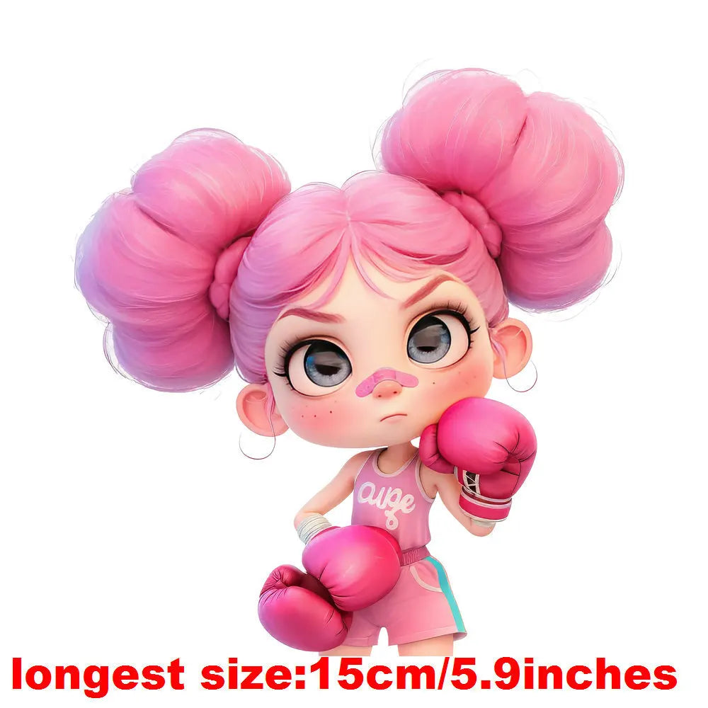 Bügelaufkleber - 15cm Boxendes Mädchen