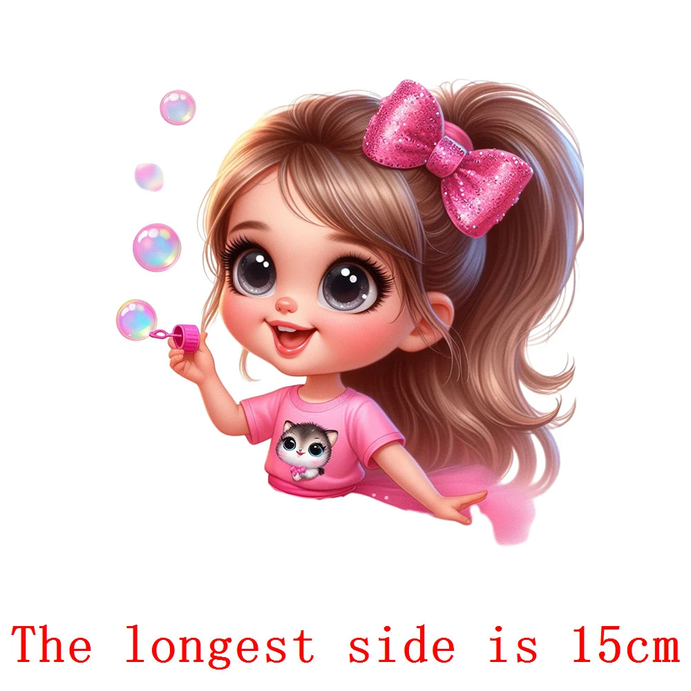 Bügelaufkleber - 15cm Rosa Prinzessin