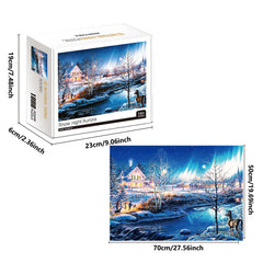 1000 Teile Puzzle - Schnee und Nordlichter