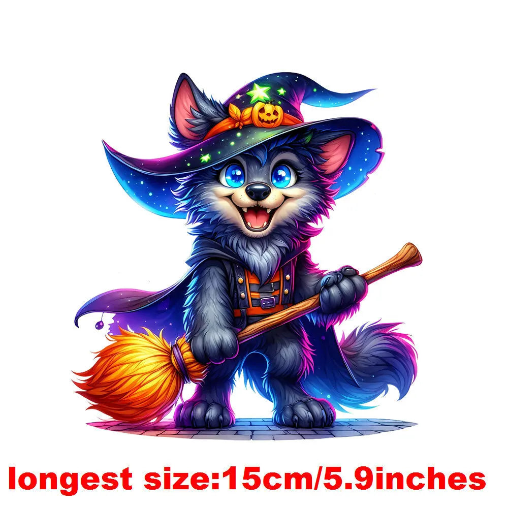 Bügelaufkleber - 15cm Halloween Zauberwolf