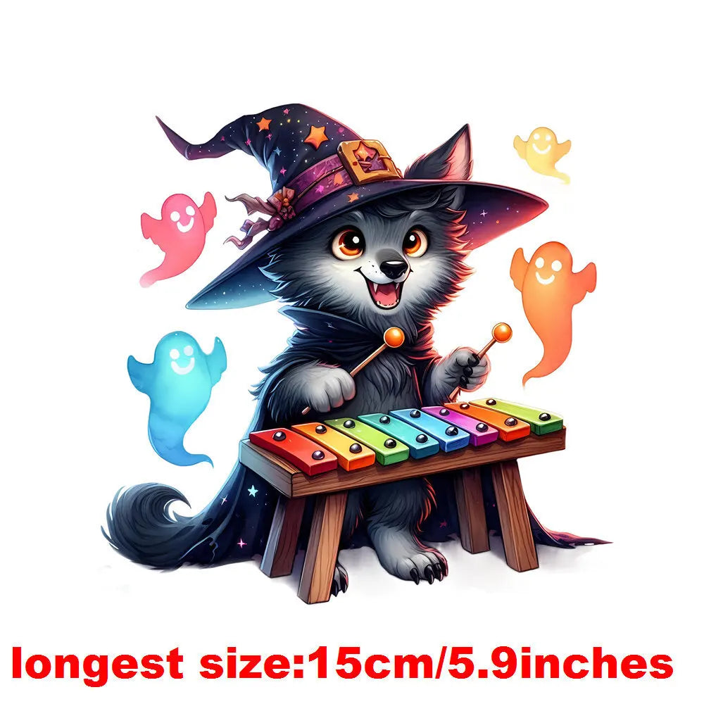 Bügelaufkleber - 15cm Halloween Zauberwolf