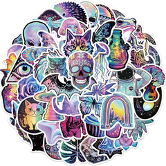 Sticker-Set - 50 Laser-Cartoon Psychedelisch