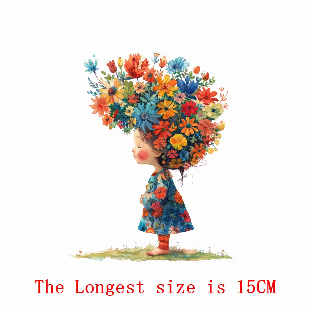 Bügelaufkleber - 15cm Blumengeister