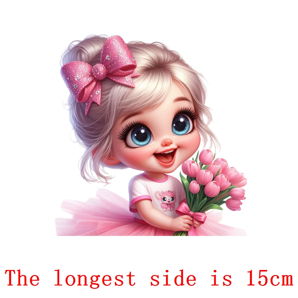 Bügelaufkleber - 15cm Rosa Prinzessin