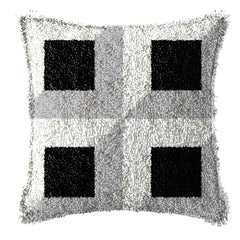 Knüpfset - Retro‑Karo & Datura Blumen Knüpfteppich