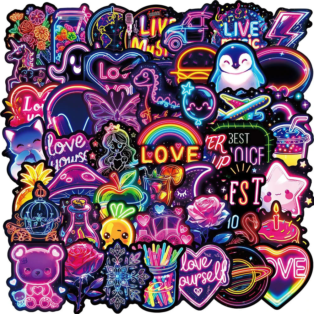 Sticker‑Set - Lustige Neon Graffiti‑Sticker (10‑50 Stk.)